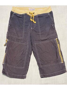 Mini Boden Boys Brown Techno Shorts With Yellow Striped Waistband Size 8Y